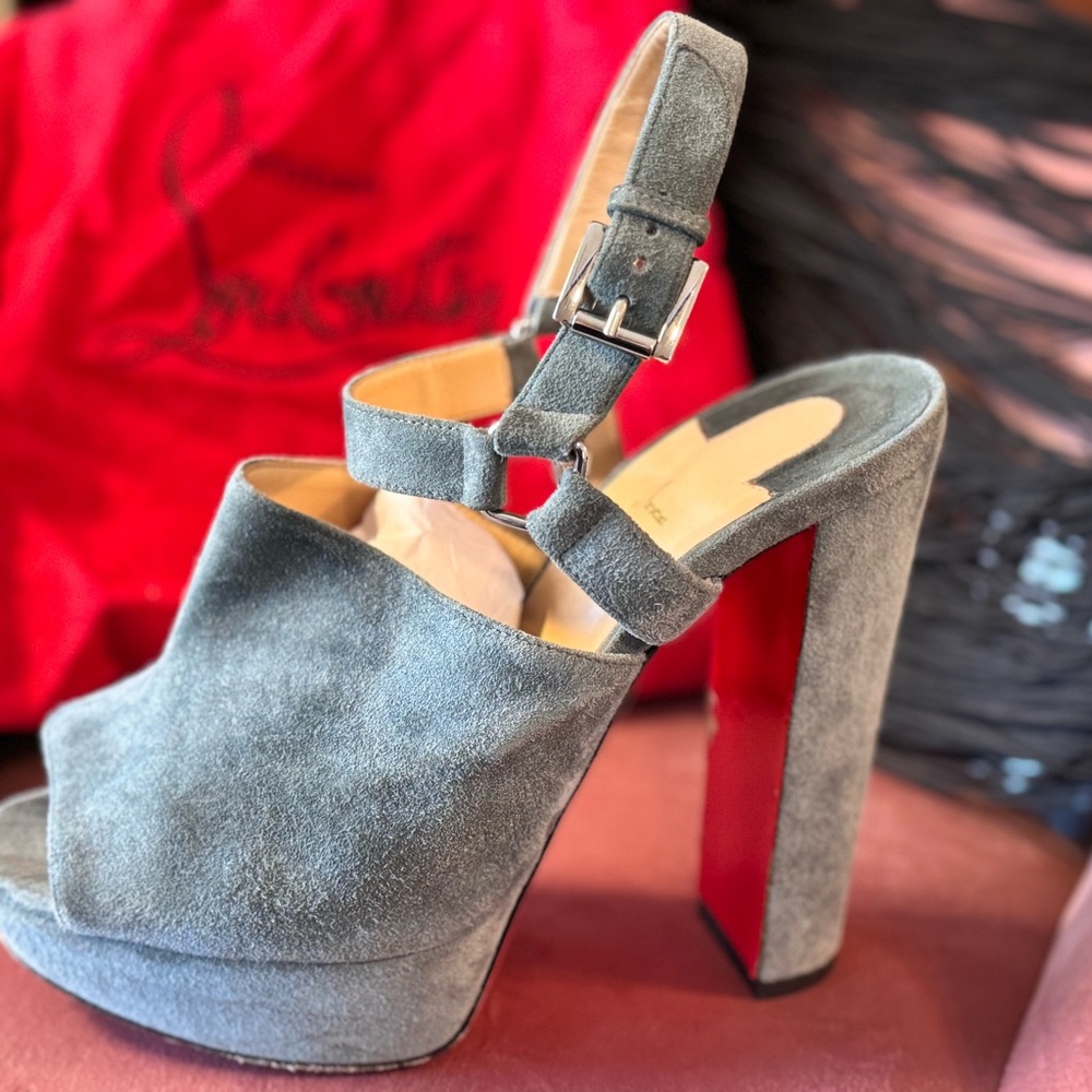 Christian Louboutin Blue Suede Women's Heels